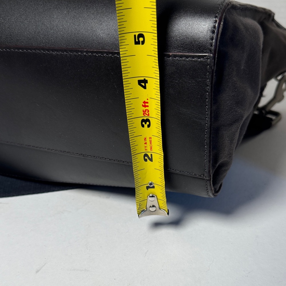 JACK SPADE Waxwear Brown Canvas Black Leather Slim Briefcase Shoulder Strap EUC - Picture 6 of 16